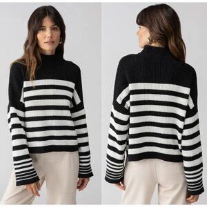 Sanctuary NWT Black & White Striped Mock Neck Stay Cozy Sweater | Size Small